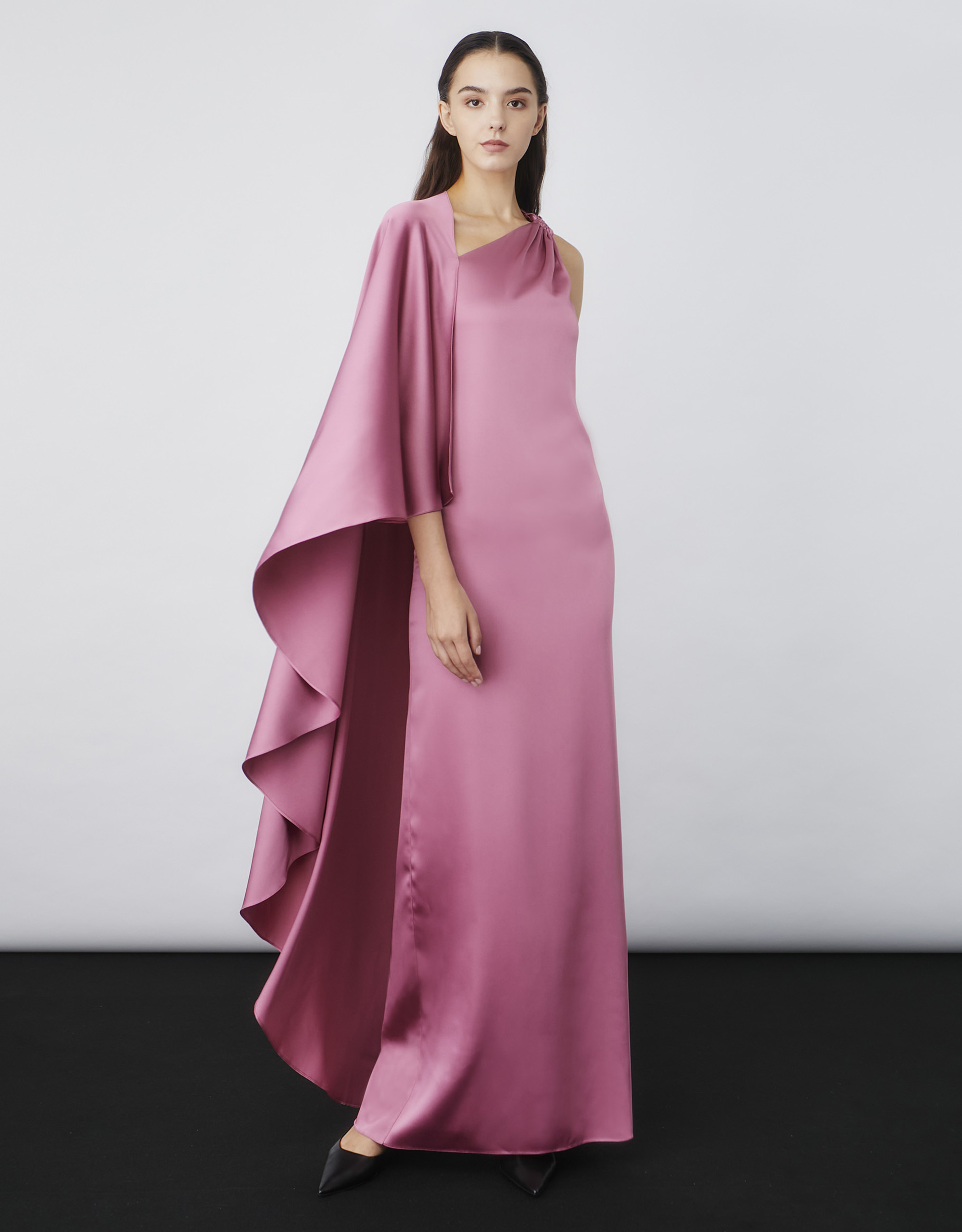 Reiss Nina Cape One Shoulder Maxi Dress, Pink