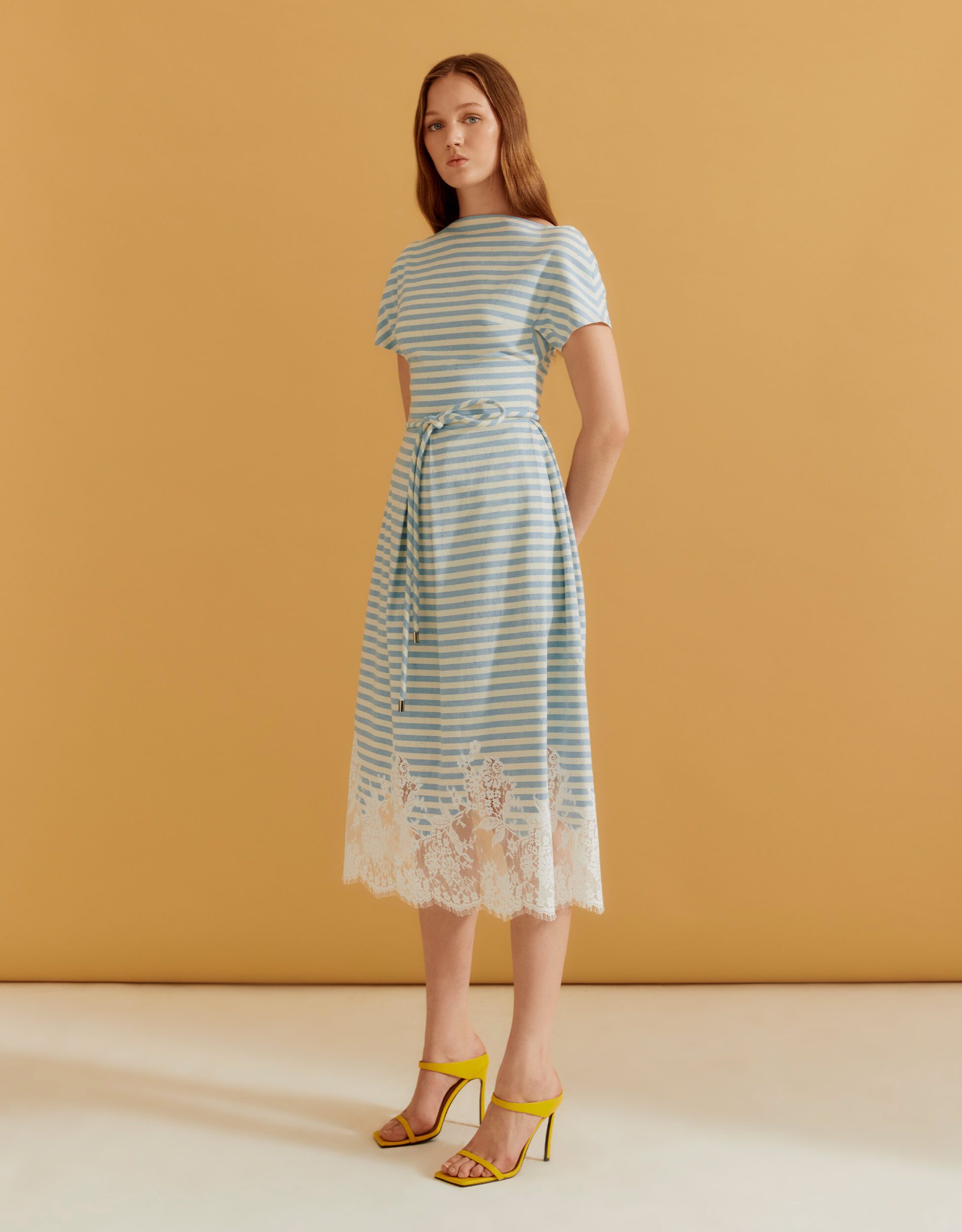 Striped shop lace dress