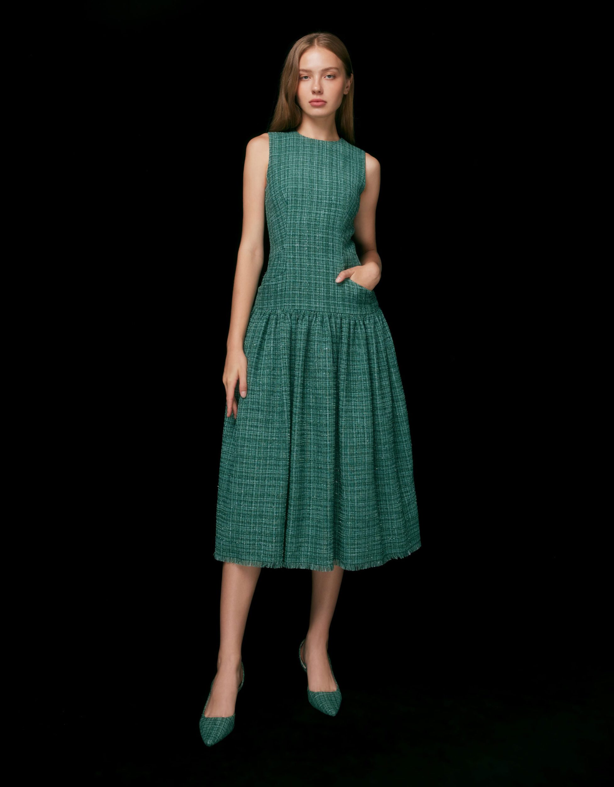 Ondina Tweed Sleeveless Dress - ASAVAGROUP
