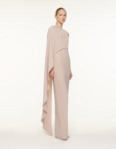 Rosette One-shoulder Cape Gown - ASAVAGROUP