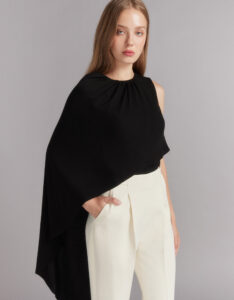 Rosette One-Shoulder Cape Blouse - ASAVAGROUP